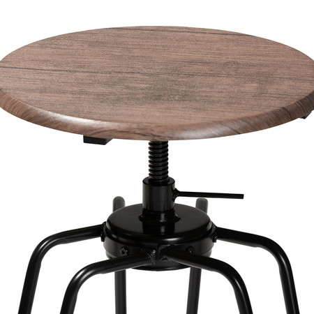 Baxton Studio Veera Walnut Finished Wood and Black Metal 3-Piece Adjustable Pub Set 170-10779